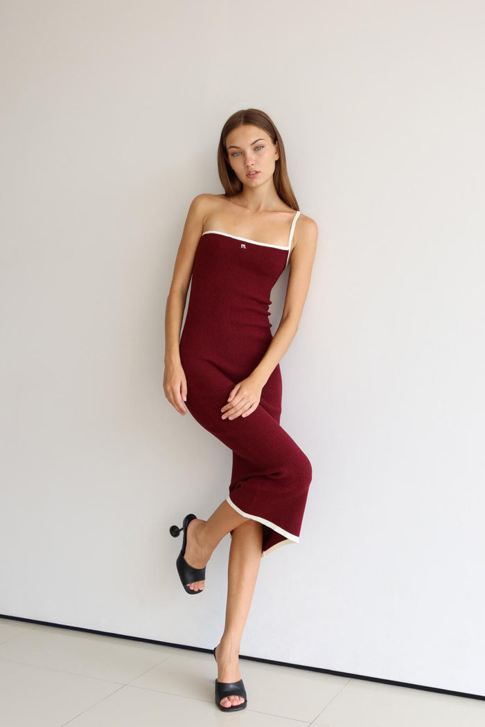 M. Shoulder Dress Burgundy