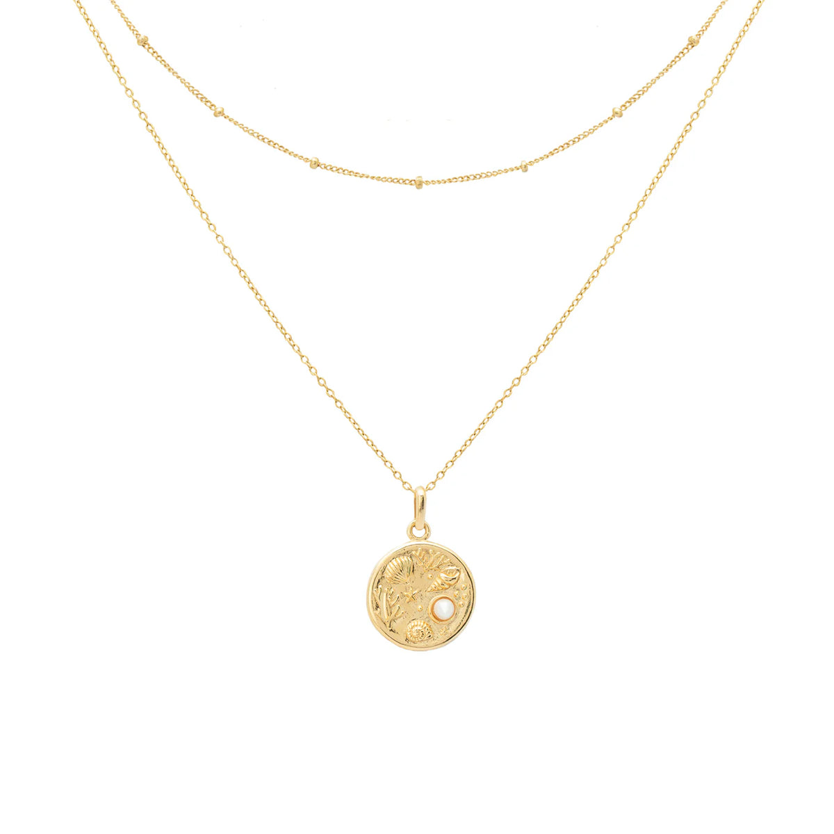 Necklace Corals Pearl Gold