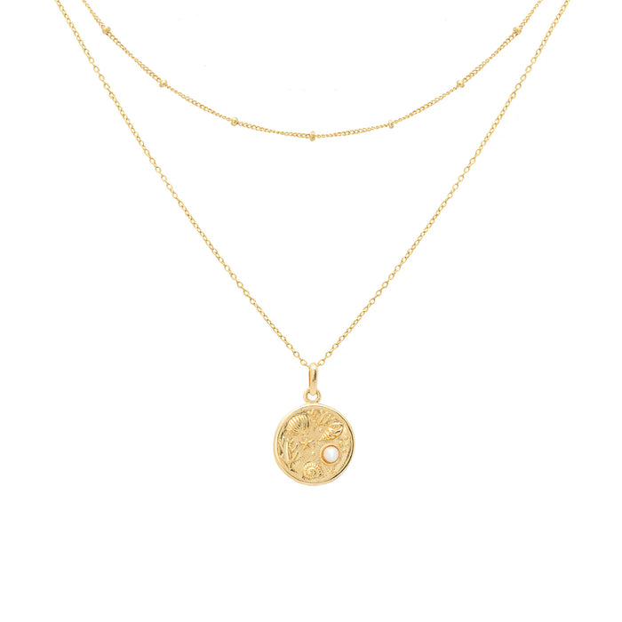 Necklace Corals Pearl Gold