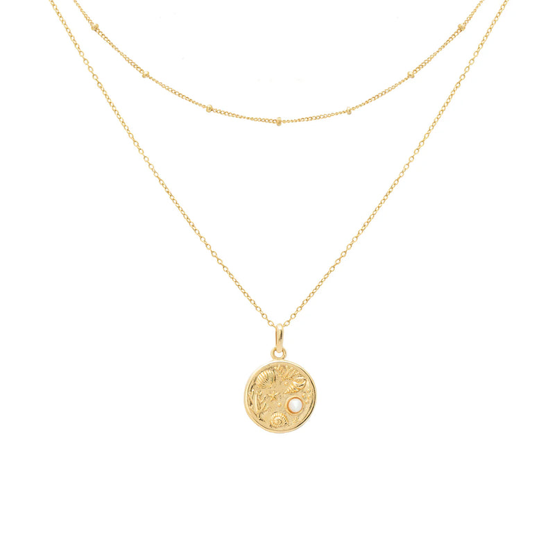 Necklace Corals Pearl Gold