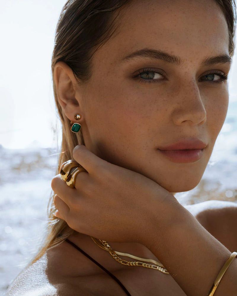 Earrings Malachite Barbell