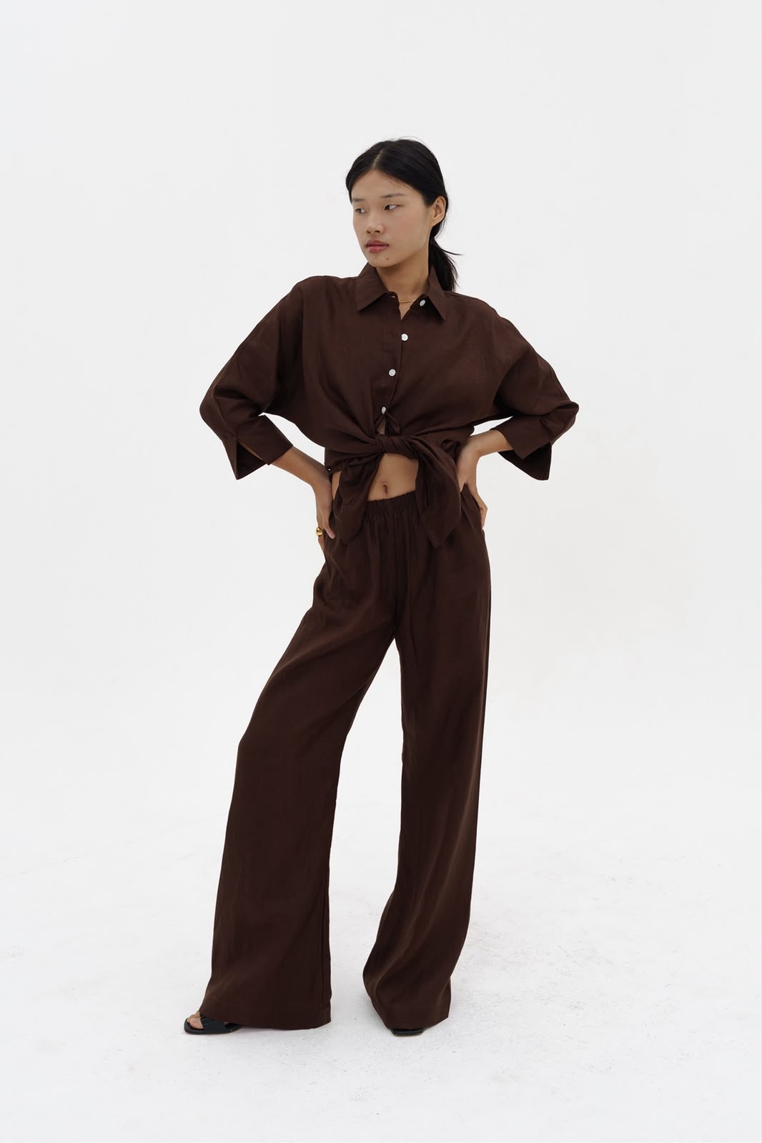 Pants Linen Brown