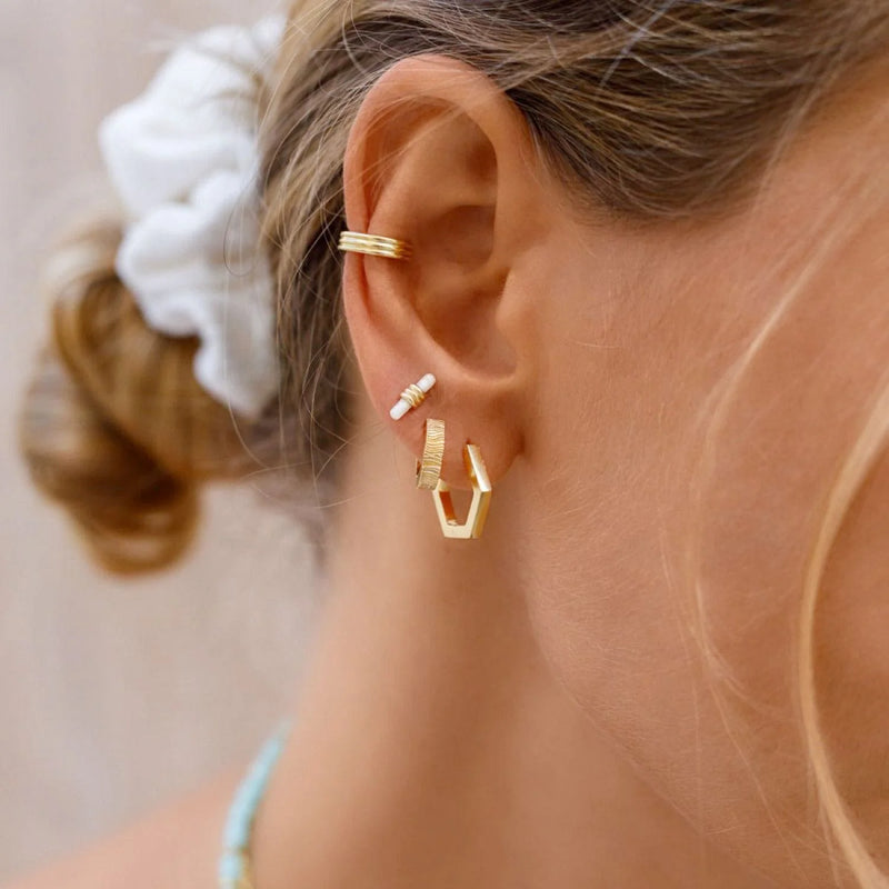 Earring Hexagon Gold