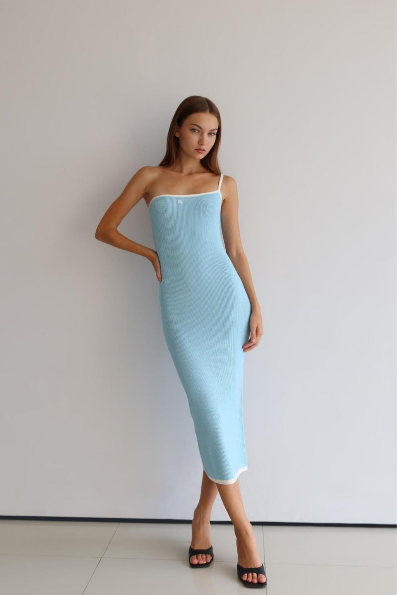 M. Shoulder Dress Blue