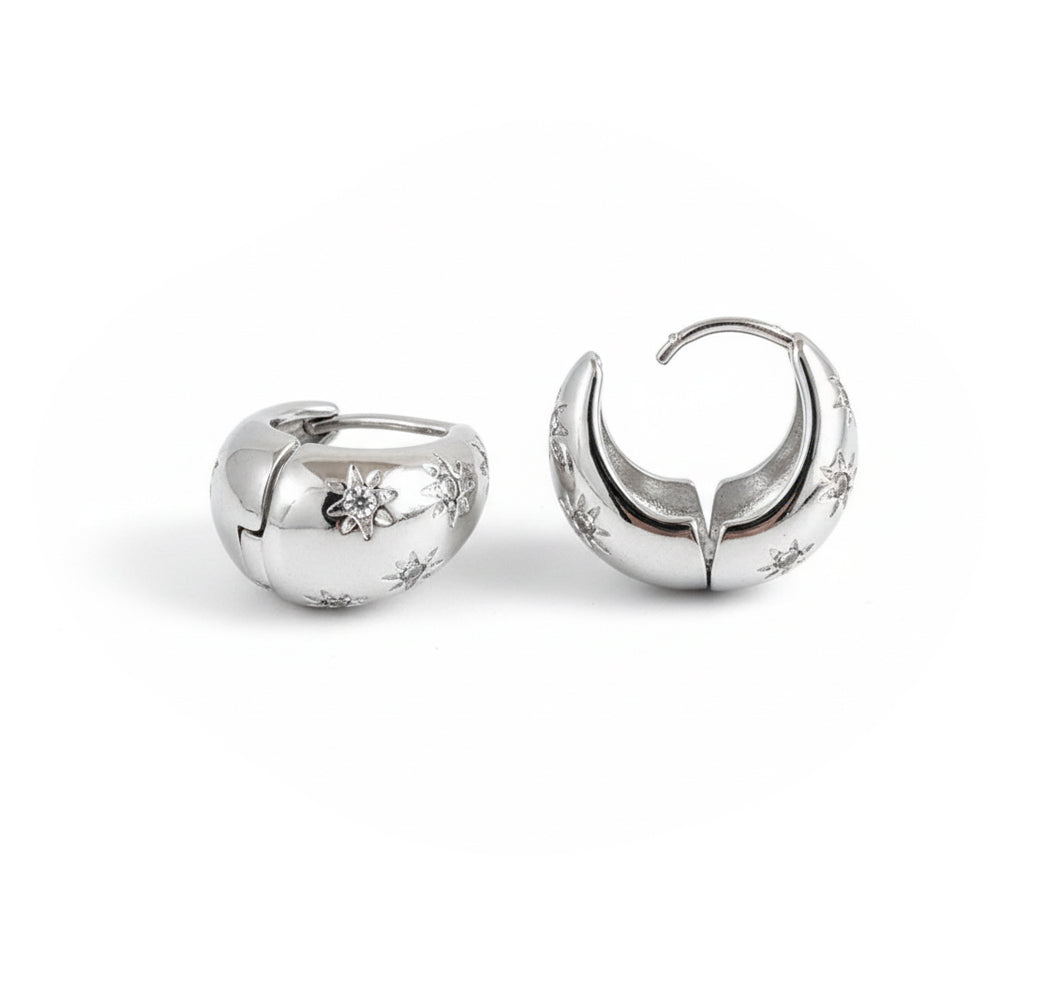 Earrings Stardust Huggies Silver