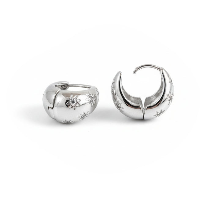 Earrings Stardust Huggies Silver