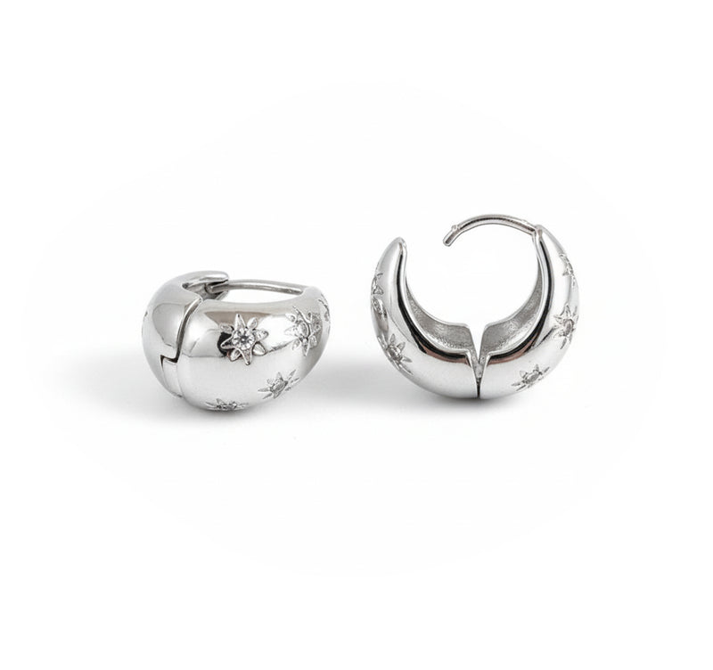 Earrings Stardust Huggies Silver