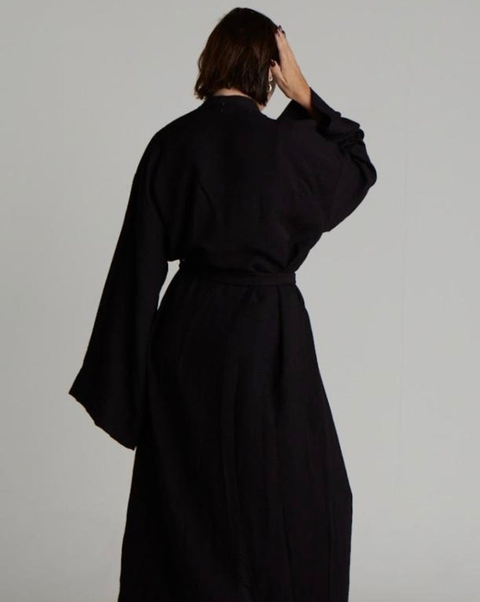 Long Kimono Linen Black