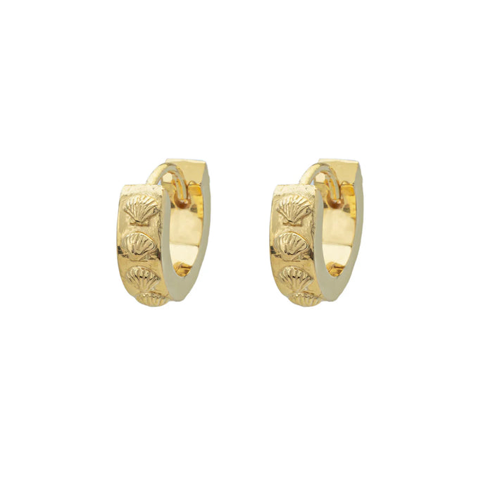 Earring Shell Huggie Gold