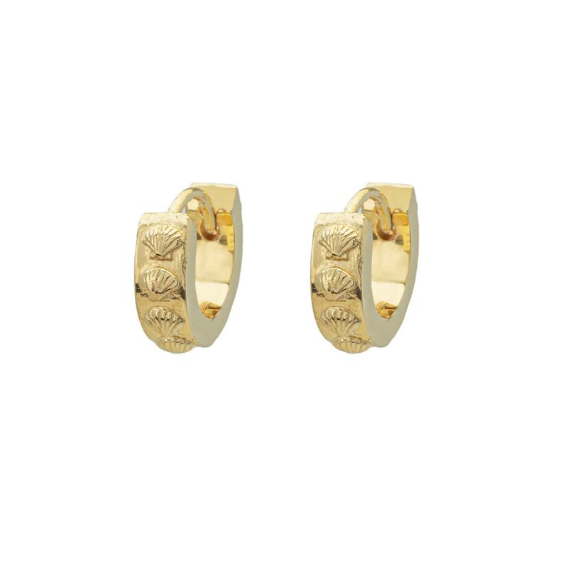 Earring Shell Huggie Gold