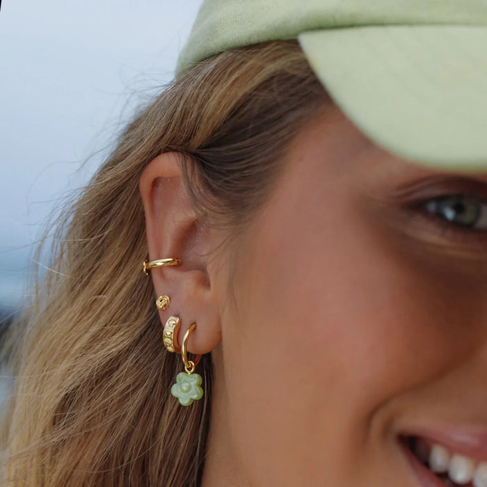 Earring Shell Huggie Gold
