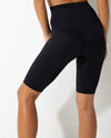 High-Waist Biker Shorts  - Black