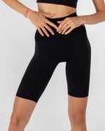 High-Waist Biker Shorts  - Black