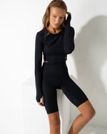 High-Waist Biker Shorts  - Black